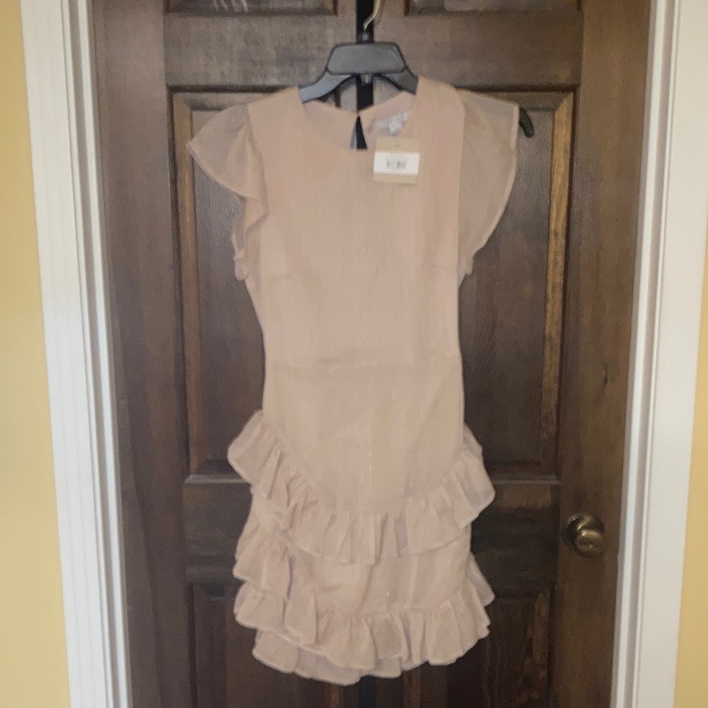 FAVLUX Elegant Cream Ruffle Backless Dress Size Large